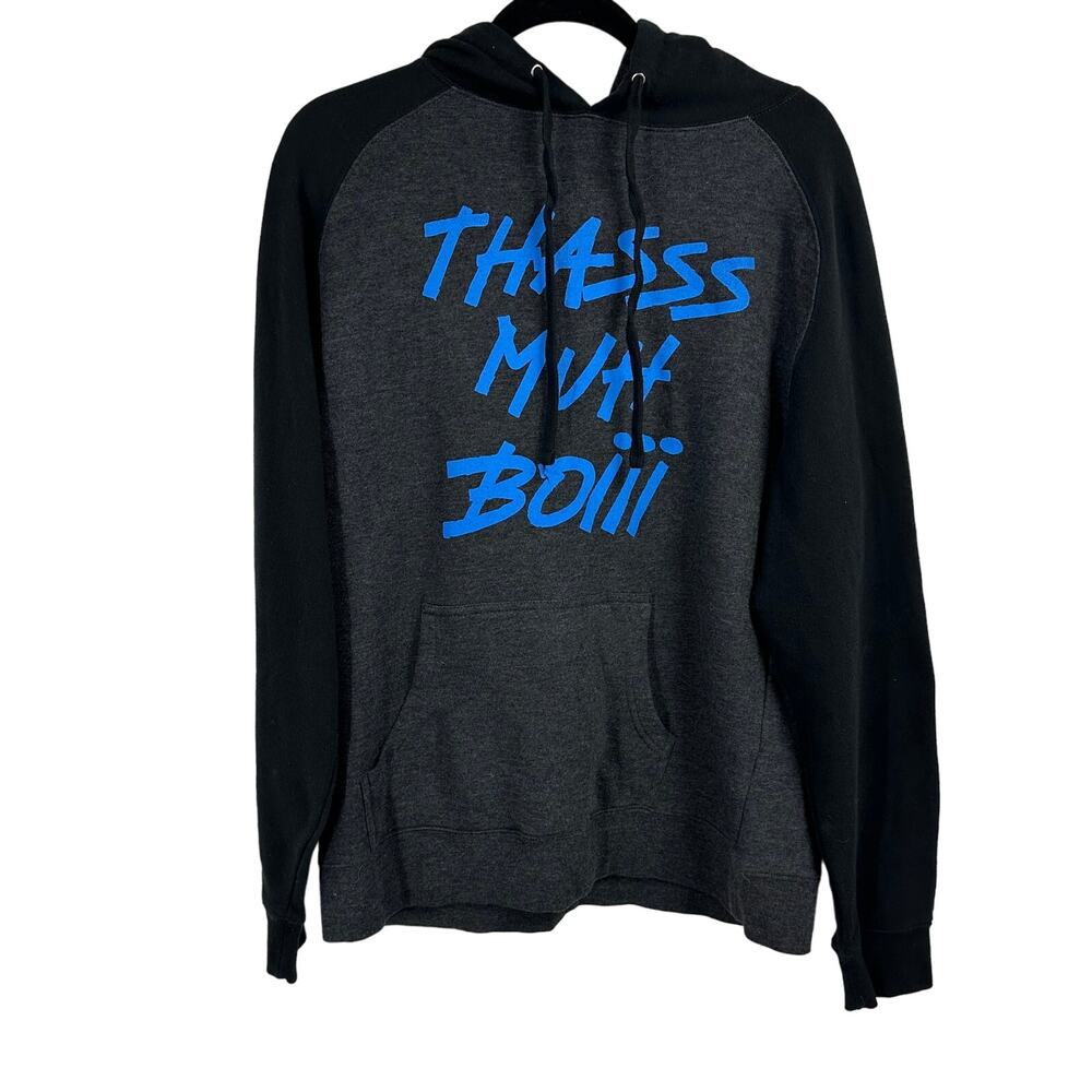 Maverick by Logan Paul Men's Hoodie M Gray‎ Black "Thasss Mutt Boiii" Graphic